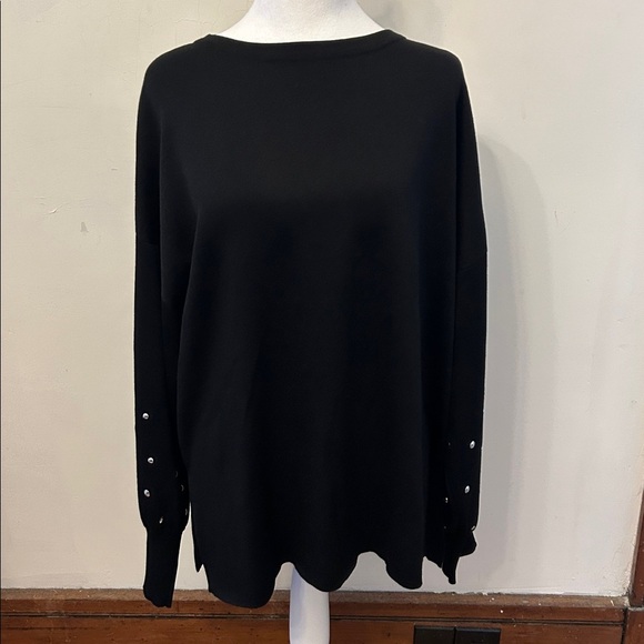 Ming Wang black batwing silver studded sweater Size XL EUC - Picture 2 of 9